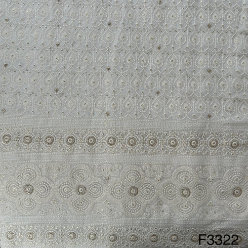 Dyeable Thread Embroidered Georgette Fabric-F3322